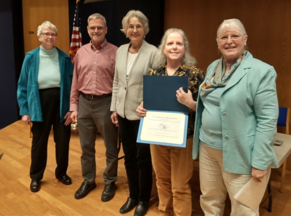 Marcia McCrary, Tim Salatin, Janet Tarolli, Nancy Howard (president of GSWC), and Judy Nimer Muhn (president of MGC)